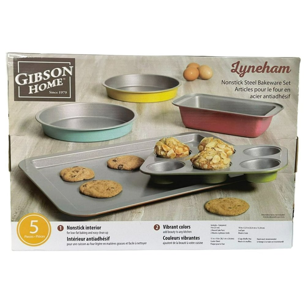 Gibson Home G10180 Multi Color Splash Lyneham 5-Piece Carbon Steel Bakeware Set